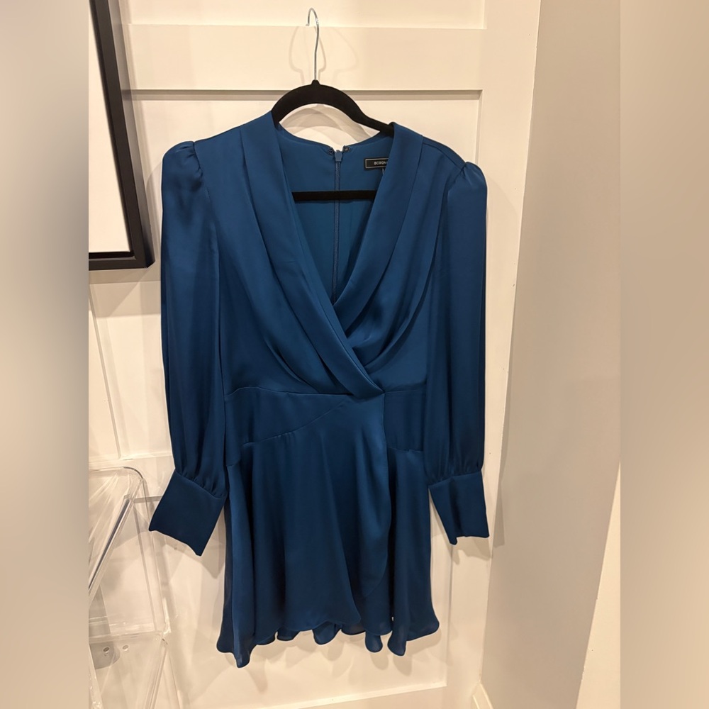 BCBGMaxAzria Teal Blue Draped V-Neck Tunic